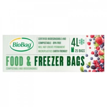 Biobag Compostable 4Ltr Food & Freezer Bags - 25 Bags