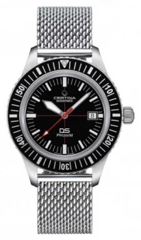 Certina DS PH200M Stainless Mesh Bracelet Black Dial Watch