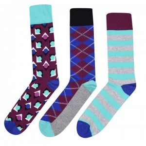 Happy Socks 3 Pack Argyle Socks - Purple