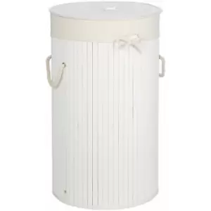 Premier Housewares - Kankyo Round White Bamboo Laundry Hamper