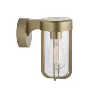 Benevento Outdoor Wall Lamp Brushed Gold Finish & Clear Glass IP44