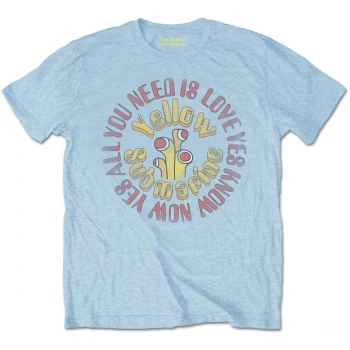 The Beatles - Yellow Submarine AYNIL Circle Vintage Mens Medium T-Shirt - Light Blue