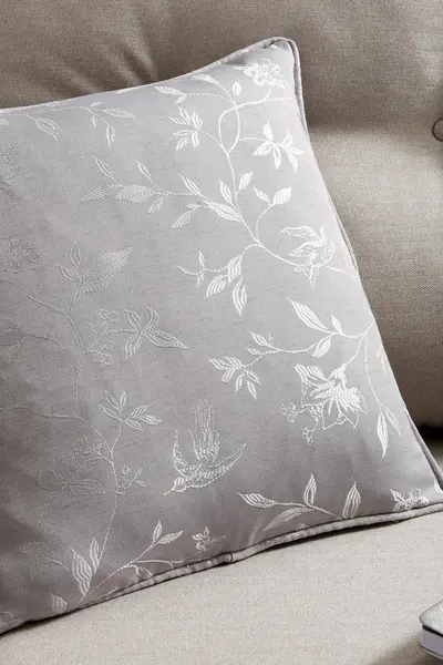Curtina 'Vintage Bird Trail' Premium Jacquard Weave Filled Cushion Grey