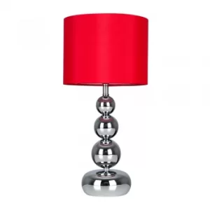 Marissa Chrome Touch Table Lamp with Red Shade