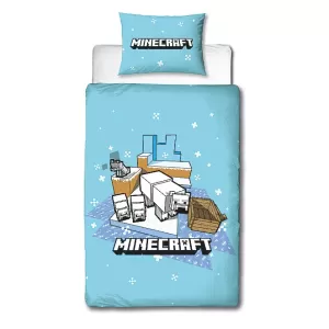 Minecraft Polar Bear Christmas Single Duvet Cover Set, Multi