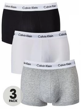 Calvin Klein 3 Pack Low Rise Trunks - Grey/White/Black, Size XL, Men