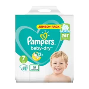 Pampers Baby Dry Size 7 Jumbo Plus Pack 58 Nappies