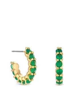 Jon Richard Gold Plated Emerald Cubic Zirconia Hoop Earrings