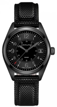 Hamilton Mens Khaki Field Black Material Black Dial Watch