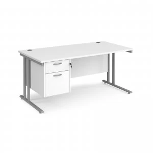 Maestro 25 SL Straight Desk With 2 Drawer Pedestal 1600mm - Silver can