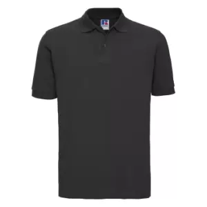 Russell Mens 100% Cotton Short Sleeve Polo Shirt (2XL) (Black)