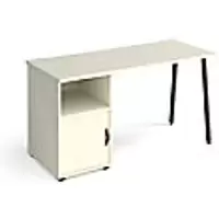 Rectangular A-frame Desk White Door Wood/Metal A-frame Legs Charcoal Sparta 1400 x 600 x 730mm
