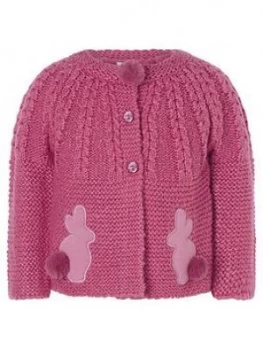 Monsoon Baby Girls Bunny Chunky Knit Cardi - Pink, Size 3-4 Years