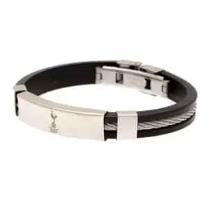 Tottenham Hotspur FC Silver Inlay Silicone Bracelet (One Size) (Black)