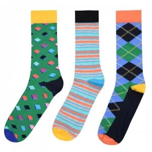 Happy Socks 3 Pack Socks - Blue Multi 7301