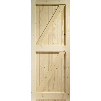 XL Joinery Boarded Framed Ledged & Braced Unfinished Natural Pine External Shed Door - 1981mm x 915mm (78x36 inch) Softwood X/FLB36