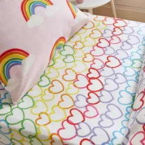 'Rainbow Hearts Fleece' Fitted Sheet