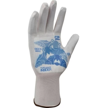 Cut Resistant Gloves, White/Blue, Needle Protection, Size L - Turtleskin
