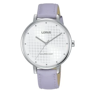 Lorus RG267PX8 Ladies Patterned White Dial Dress Watch with Mauve Leather Strap