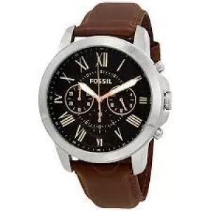 Fossil Men Grant Chronograph Brown Leather Watch