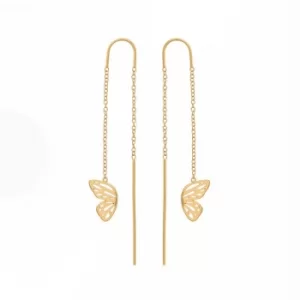 Butterfly Wing Chain Drop Gold Earrings