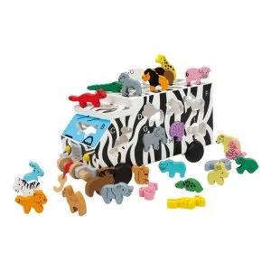 Legler - Small Foot ABC Animal Bus Wooden Plug Puzzle Kid's Toy (Multi-colour)