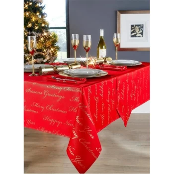 The Spirit Of Christmas Spirit of Christmas Script Table Cloth - Red/Gold