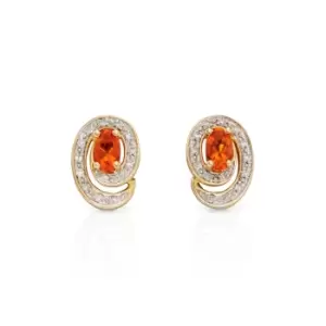 JG Signature 9ct Gold Diamond & Fire Opal Stud Earrings