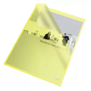 Rexel Quality A4 Document Folder; Yellow Embossed; 115mic; Cut Flush;