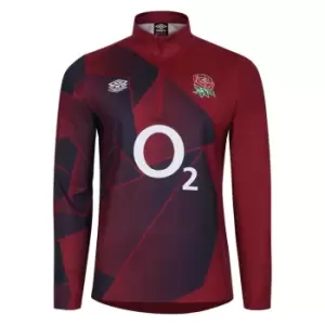 Umbro England Rugby Warm Up Mid Layer Top 2023 2024 Adults - Red