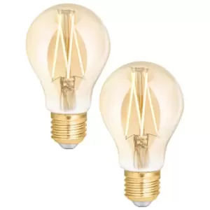 4lite WiZ Connected LED Smart A60 Filament Bulb Amber ES (E27) Tuneable White & Dimmable - Twin Pack