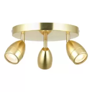 Endon Porto Bathroom Round Spotlight, Satin Brass Plate, Glass, IP44