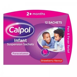 Calpol Infant Suspension Sachets - Strawberry Favour - 12 Sachets
