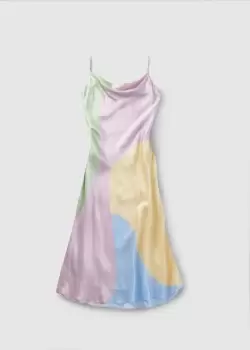 Olivia Rubin Womens Aubrey Silk Slip Dress In Block Shape Print In Colour Block