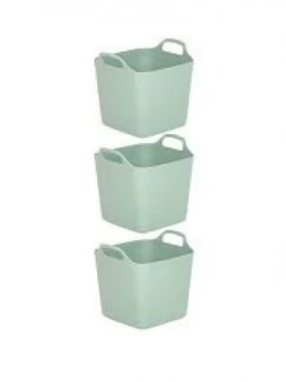 Wham Green 15L Flexi-Store Square Tub Set of 3 Plastic