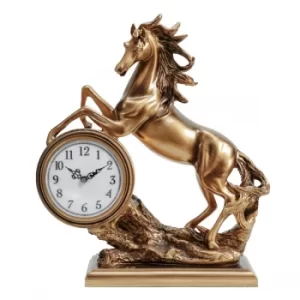 WILLIAM WIDDOP Bronze Effect Rearing Horse Mantel Clock