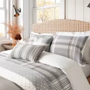 Helena Springfield Brushed Check Double Duvet Cover Set, Grey