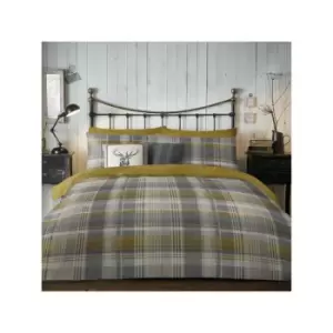 Dreams & Drapes Connolly Check 100% Brushed Cotton Duvet Cover Set, Ochre, King
