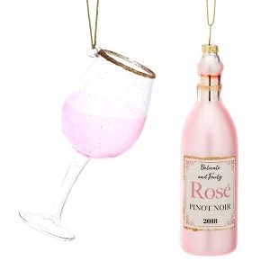 Sass & Belle (Set of 2) Christmas Cheer Ros&eacute; and Glass Shaped Bauble