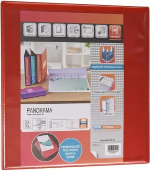 Elba Panorama A4 Presentation Lever Arch File Binder 70mm Red Pack of 5
