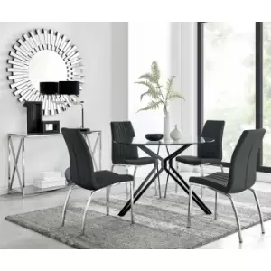 Cascina Dining Table and 4 Black Isco Chairs - Black