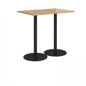 Monza rectangular poseur table with flat round Black bases 1200mm x