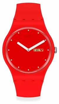 Swatch P(E/A)NSE-MOI Valentines Day Red Silicone Strap Watch