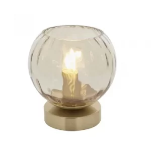 Complete Table Lamp Satin Brass Plate, Champagne Lustre Glass