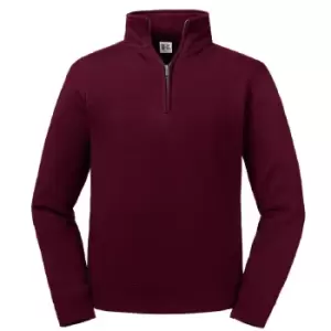 Russell Mens Authentic Quarter Zip Sweatshirt (XS) (Burgundy)