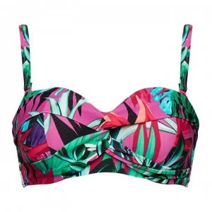 Figleaves Bahama Underwired Bandeau Bikini Top - Pink PALM
