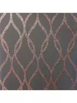 Arthouse Sequin Trellis Charcoal and Rose Gold Wallpaper 921803 - wilko