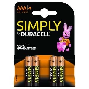 Duracell Simply MN2400 AAA Batteries 4 Pack