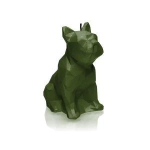 Dark Green Low Poly Bulldog Candle