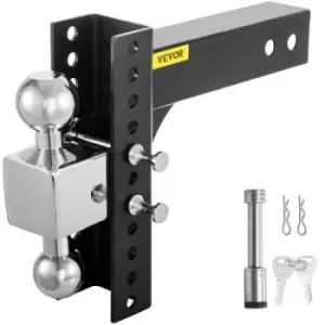 VEVOR Adjustable Trailer Hitch, 8" Rise & Drop Hitch Ball Mount 2.5" Receiver Solid Tube 22,000 LBS Rating, 2 and 2-5/16 Inch Stainless Steel Balls w/